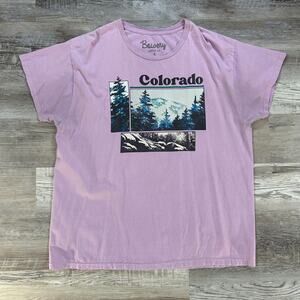 Bowery Supply Lavender Colorado Graphic Tee Shirt 100% Cotton Unisex L